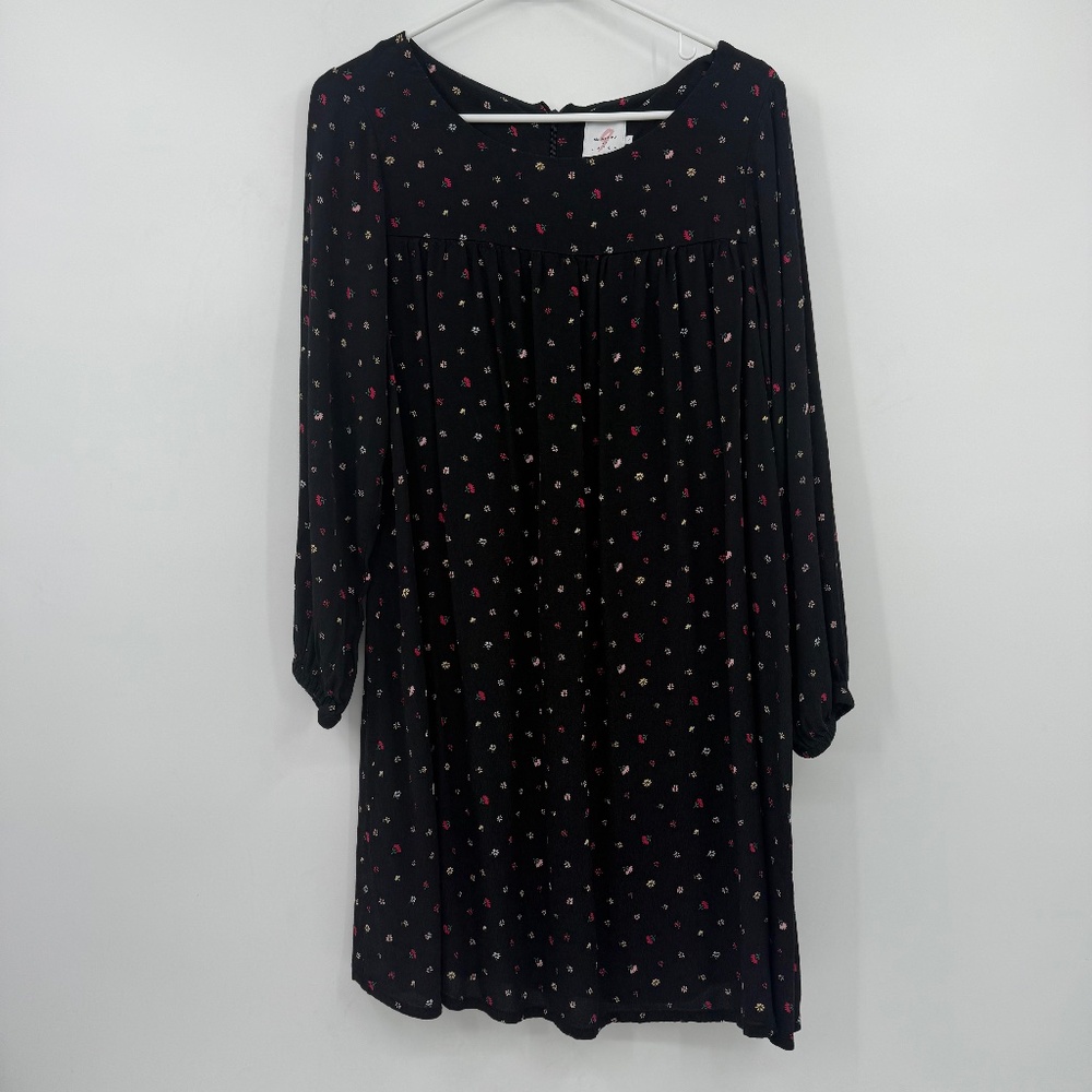 The Nines By Hatch Dress Women Large Black Floral Long Sleeve Peasant Cottage